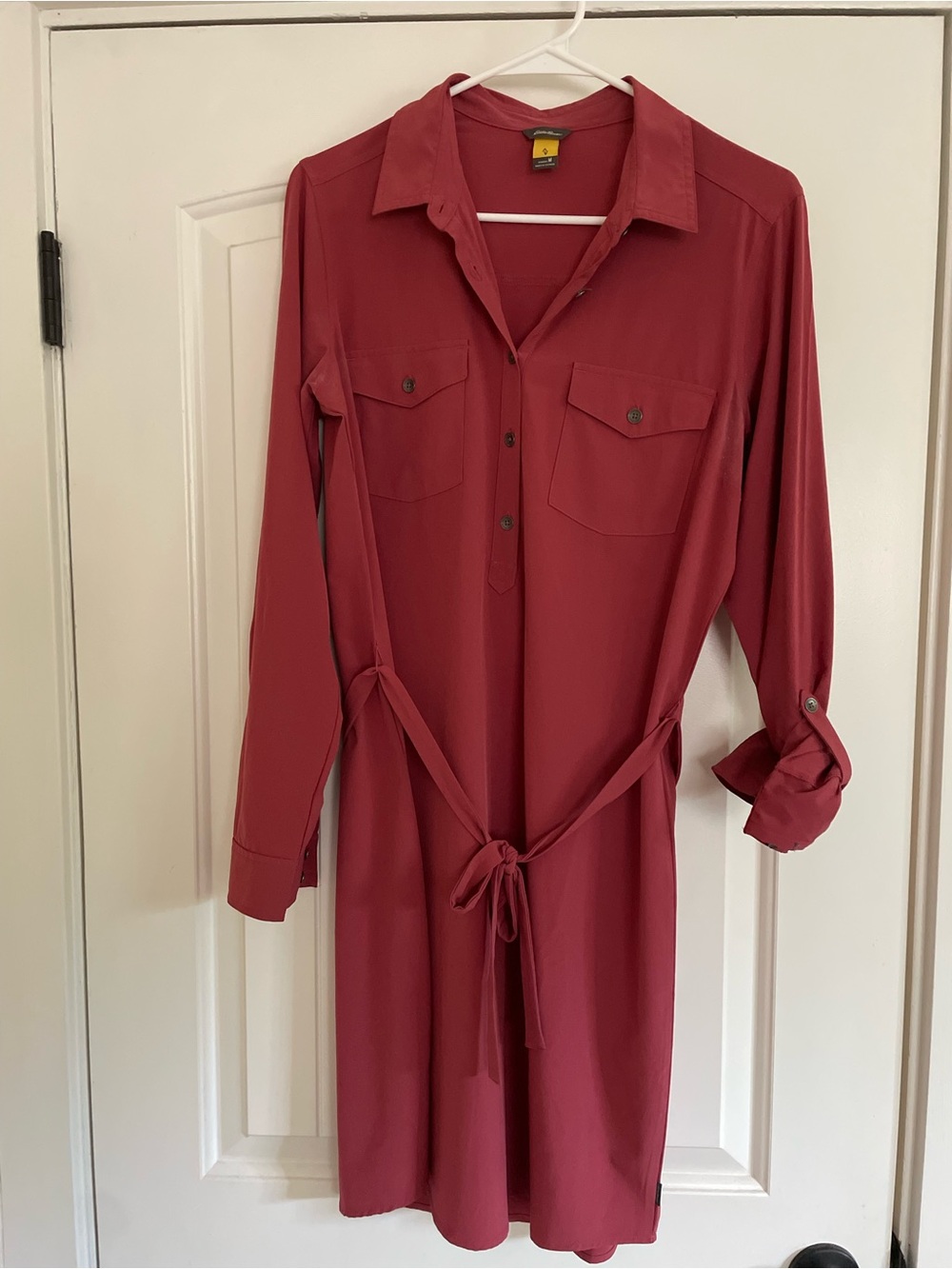 Eddie Bauer Long Sleeve Shirt Dress in Dusty Red